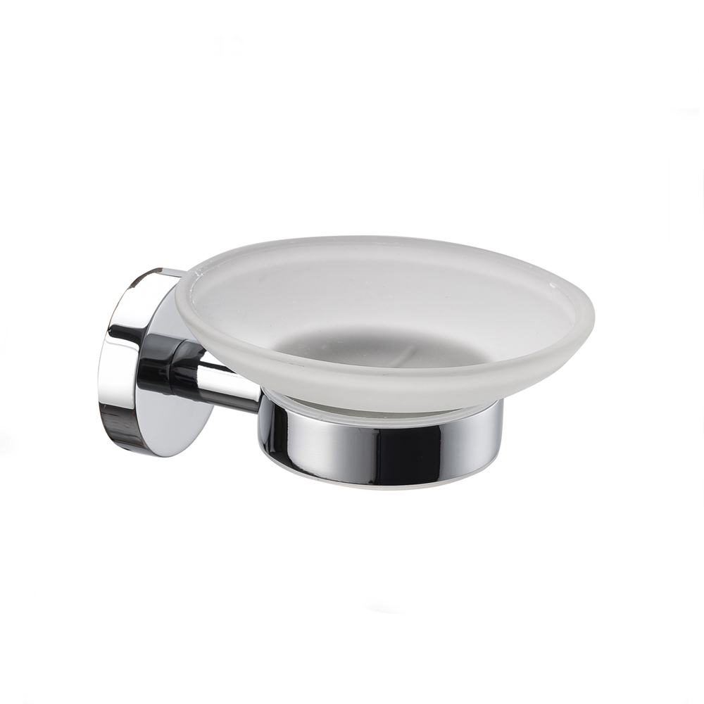 banyo luxury accessories bathtub soap dish zinc chrome single glass soap dish holder 21604