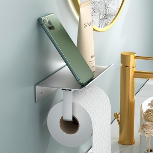 Трымальнік для туалетнай паперы з паліцай для тэлефона супраць падзення, трымальнік для дазатара туалетнай паперы для ваннай, алюмініевы трымальнік для рулонаў туалетнай сурвэткі