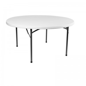 4ft 6ft HDPEの長方形の白い半分のプラスチックの上に折る鋼鉄足の屋外の折るテーブル