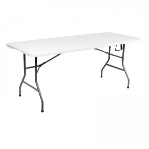 Nešiojamas baltas stačiakampis plastikinis vakarėlių sulankstomas stalas lauko banketų kepsnių kempingo iškylos sulankstomas stalas