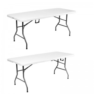 ຍອດນິຍົມ Portable Easy Carry White Rectangle Outdoor Plastic Folding Table