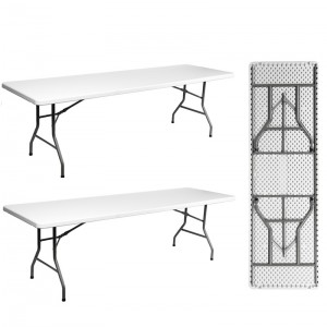 Այգու սեղանի հավաքածու 1.8մ պլաստիկ ծալովի սեղան և աթոռներ/այգու օգտագործված ճամբարային պիկնիկի սեղանի աթոռներ/էժան սպիտակ շարժական ծալովի սեղան