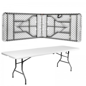 प्लॅस्टिक फोल्डिंग टेबल राउंड मेजवानीसाठी वापरलेले मैदानी लग्न फोल्डिंग टेबल 6 फूट टेबल खुर्च्या