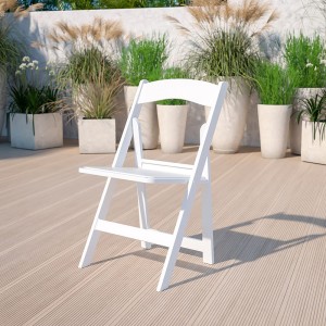 საბითუმო თეთრი ღონისძიებები დასაკეცი სკამები უბრალოდ თანამედროვე გარე ბაღის ლითონის კარკასის სავარძელი