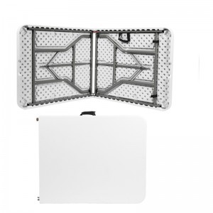 6FT witte rechthoekige kunststof klaptafel voor buiten