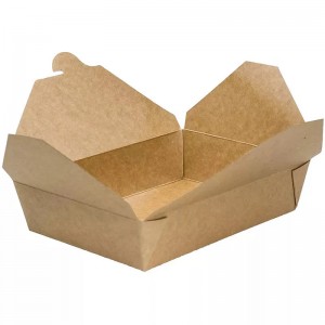 Kraft Daim Ntawv Khoom Noj Leak Roj Resistant Disposable Cardboard Lunch Box