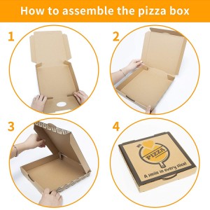 Erneierbaren Design fir Benotzerdefinéiert Logo Bëlleg Pabeier Crêpe Pizza Liewensmëttel Verpakung Kartong Box gewellte