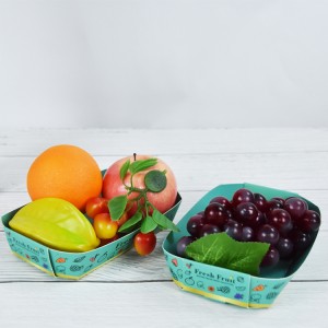 Tepsiyên Kaxezê Xwarinê yên Biodegradable Rengîn ên Xweserî Box Fruit Paper Takeaway