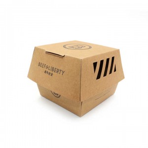 Caixa de hambúrguer de papel Kraft de qualidade alimentar personalizada para embalagem de hambúrguer