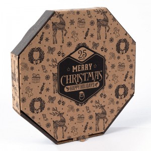 Kotak piza kertas bulat pembungkusan beralun eko borong dengan logo