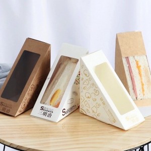 Hot New Products Disponibelt servise Lunsj Sandwich Rask Takeaway Emballasje Brun Kraft Paper Box