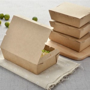Fornitura OEM / ODM Cina Ristorante dispunibile personalizzatu Take Away Lunch Packing Boxes Food Grade Kraft Paper Box
