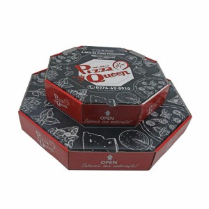 Groothandel hoë kwaliteit persoonlike grootte verpakking Box Hexagon Pizza Box
