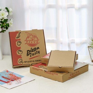 Grousshandel Benotzerdefinéiert Design gedréckt Verpakung Kraftpabeier Pizza Këschte
