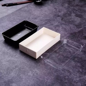Caixa de embalaxe de rollo de bolo de sushi de boa calidade, transparente, rectangular e longa