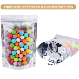 Laminated Seal Resealable Eco Foil Clear Plastic Packaging Candy Bags