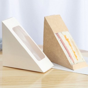 Produse noi fierbinți Veselă de unică folosință Prânz Sandwich Ambalare rapidă la pachet Cutie maro din hârtie kraft