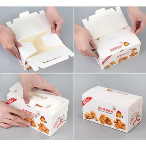 Scatola di imballaggio di pollo frittu in cartone biancu di qualità alimentaria persunalizata