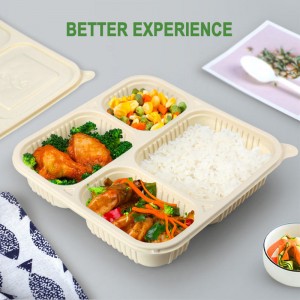 Disposable Cornstarch 5 Compartment 1100 1000 Ml Bento Lunch Box