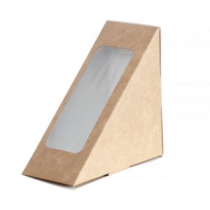 Proveedor confiable, papel de calidad alimentaria personalizado, embalaje de pan tostado y queso, caja de sándwich de comida para llevar con ventana transparente