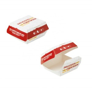 Fabriek voor China Aangepast logo vetvrije hamburgerpapierverpakking bakpapier en hamburgervoedselpapierdoos