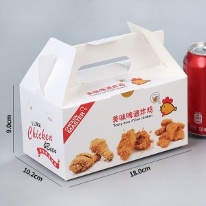 Embalažna škatla za pečenega ocvrtega piščanca iz belega kartona za hrano po meri