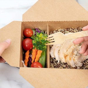 Bagong Fashion Design para sa Isang Carton 500 PCS Disposable Fast Food Paper Lunch Box Kraft Boxes Customized