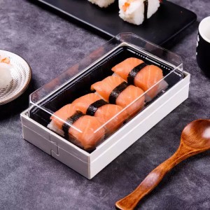 अच्छी गुणवत्ता वाला चीन अनुकूलित स्पष्ट लंबा आयताकार मिठाई सुशी केक रोल पैकेजिंग बॉक्स