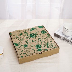 Opskrba OEM-a Veleprodaja Prilagođeni dizajn Razgradivi spremnik za papir za hranu Smeđa kraft valovita ambalaža Kutija za otpremu pizze s vašim vlastitim logotipom