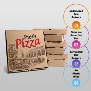 Groothandel goedkope aangepaste logo gegolfde afhaalmaaltijden pizzadoos