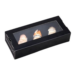 High Quality Lachin Kraft Board Sushi Paper Box ak fenèt PVC
