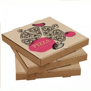 Caixa de papel de embalaxe de pizza de impresión de cartón ondulado personalizado de gran venda