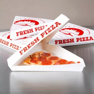 Benotzerdefinéiert Wiel White Clay Beschichtete Clamshell Dräieck Pizza Slice Box