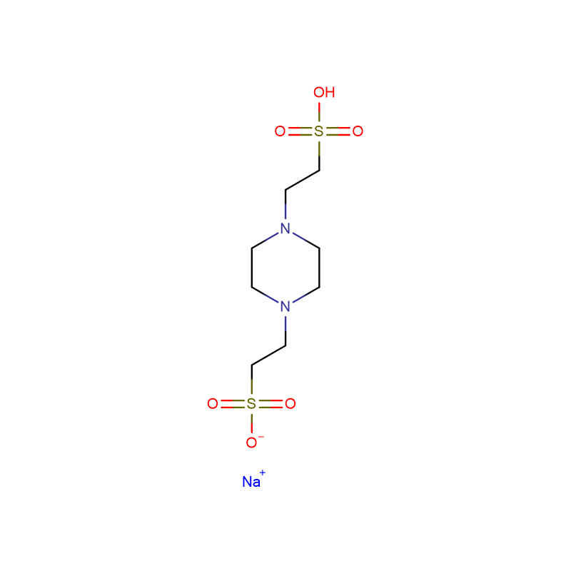 PIPES monosodium cusbo Cas: 10010-67-0 Piperazine-1, 4- bis(ethanesulfonic acid) monosodium cusbo 98% Caddaan ilaa budo huruud ah
