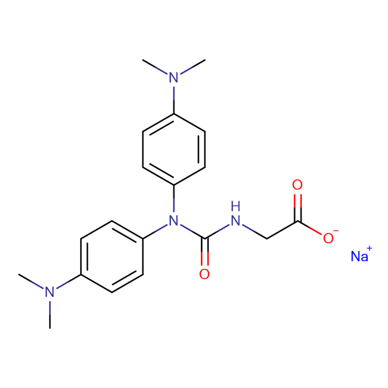 N-[[bis[4-(dimethylamino)phenyl]amino]carbonyl] glycine sodium ntsev Dawb rau grey-ntsuab crystalline hmoov