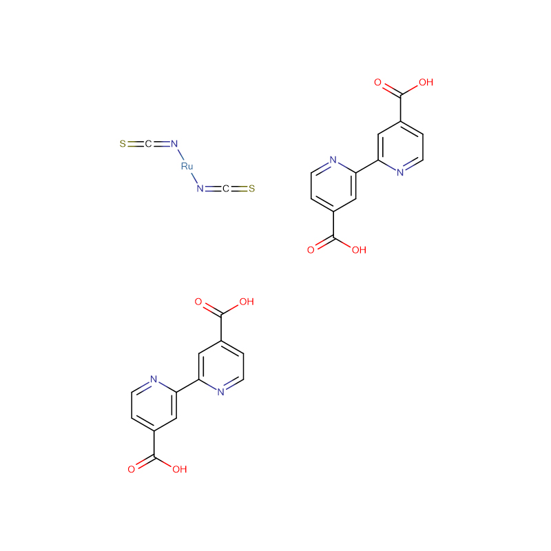 cis-ditiocyanatobis(N,N'-2,2'-bipyridyl-4,4'-dikarboksylsyre)rutenium CAS:141460-19-7 95 %