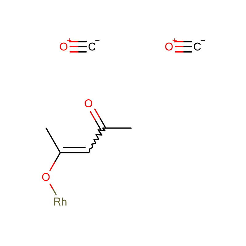 Dicarbonil-2,4-pentanodionato de rodio CAS: 14874-82-9 98% Polvo cristalino rojo / verde