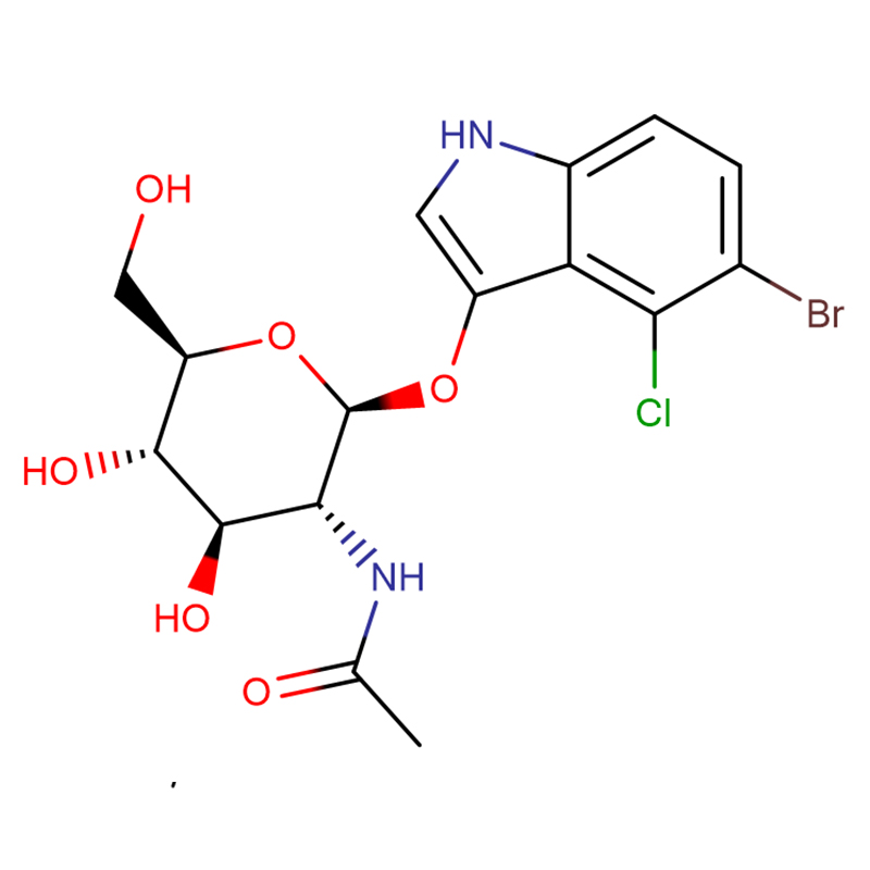 5-Broom-4-chloor-3-indoliel-N-asetiel-beta-D-glukosamied CAS:4264-82-8 Wit tot spierwit poeier