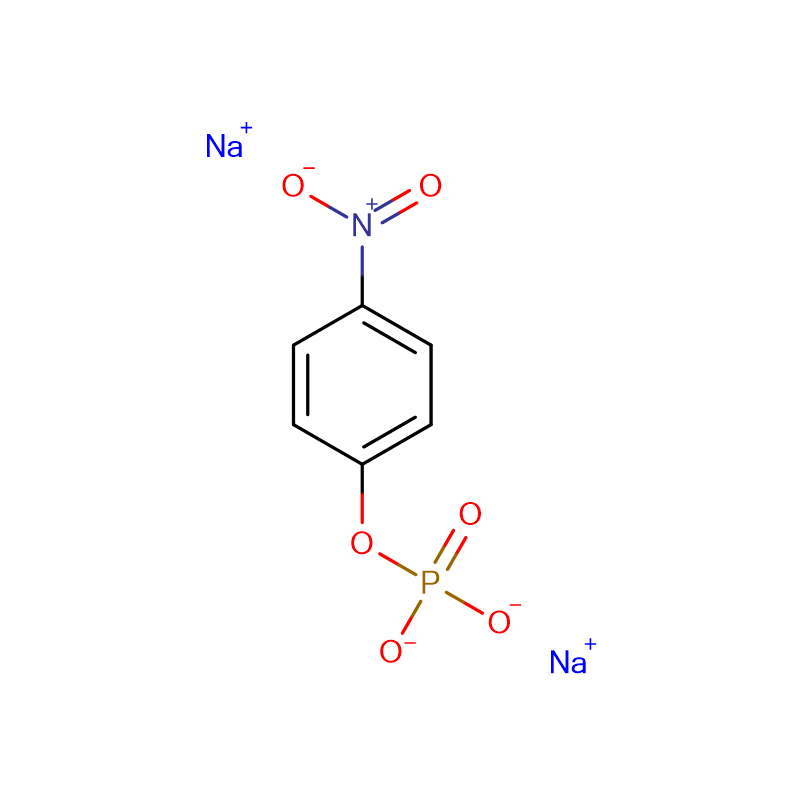 I-Disodium 4-nitrophenylphosphate Cas:4264-83-9 98% Impushana eyikristale enombala okhanyayo omhlophe ukuya kophuzi ngokukhanyayo