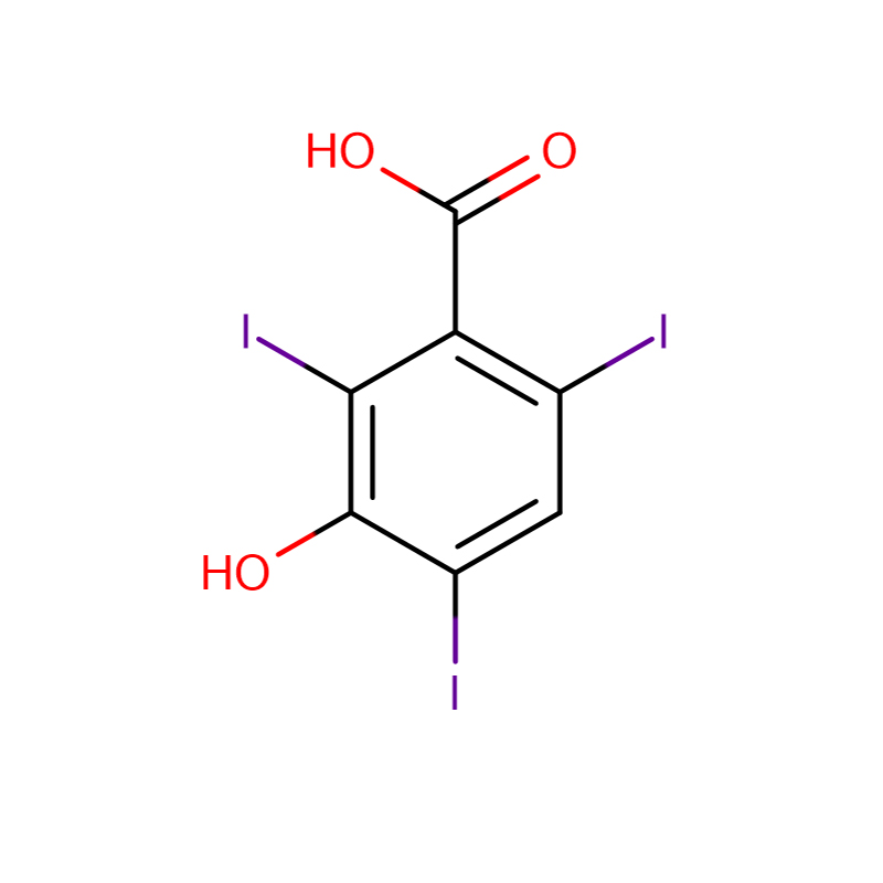 3-hidroksie-2,4,6-trijodbensoësuur CAS:53279-72-4 Naaswit/ room/geel/ ligbruin poeier