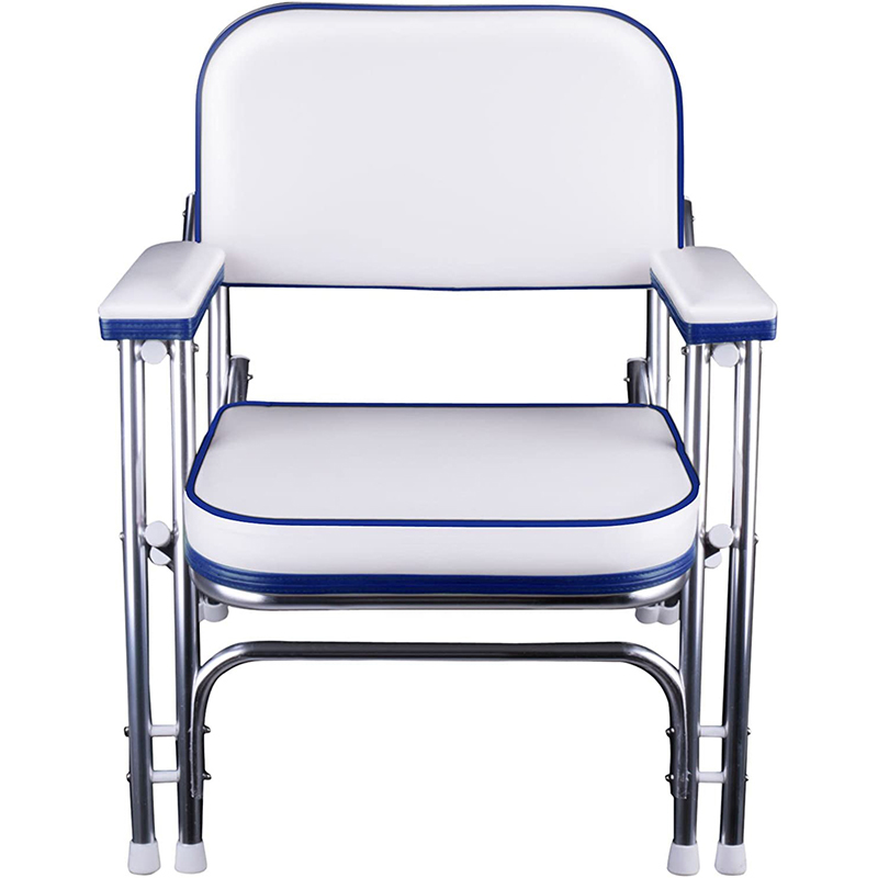 Portable Folding Deck Chair with Aluminum Frame and Armrests