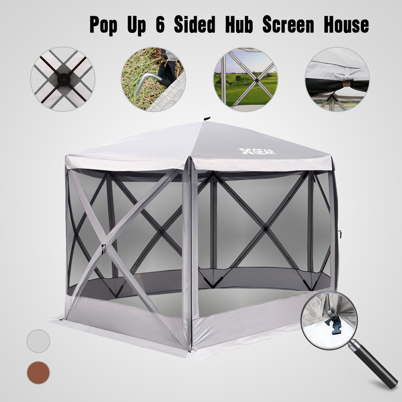 XGEAR Pop Up Easy Install 6 sided Hub Screen House /Canopy