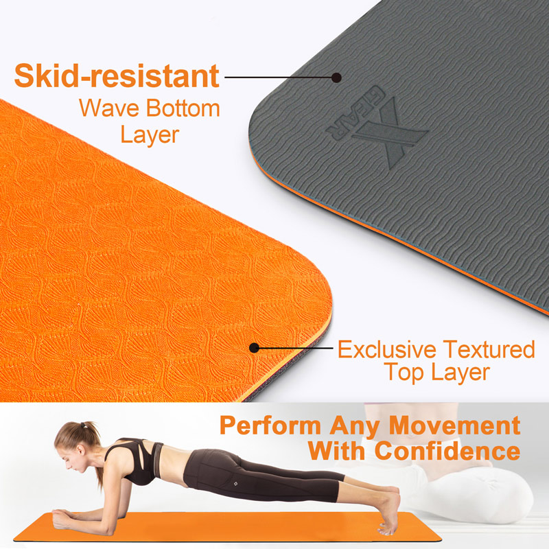 TPE Yoga Mat with Carrying Strap fitness mat for Floor Exercises