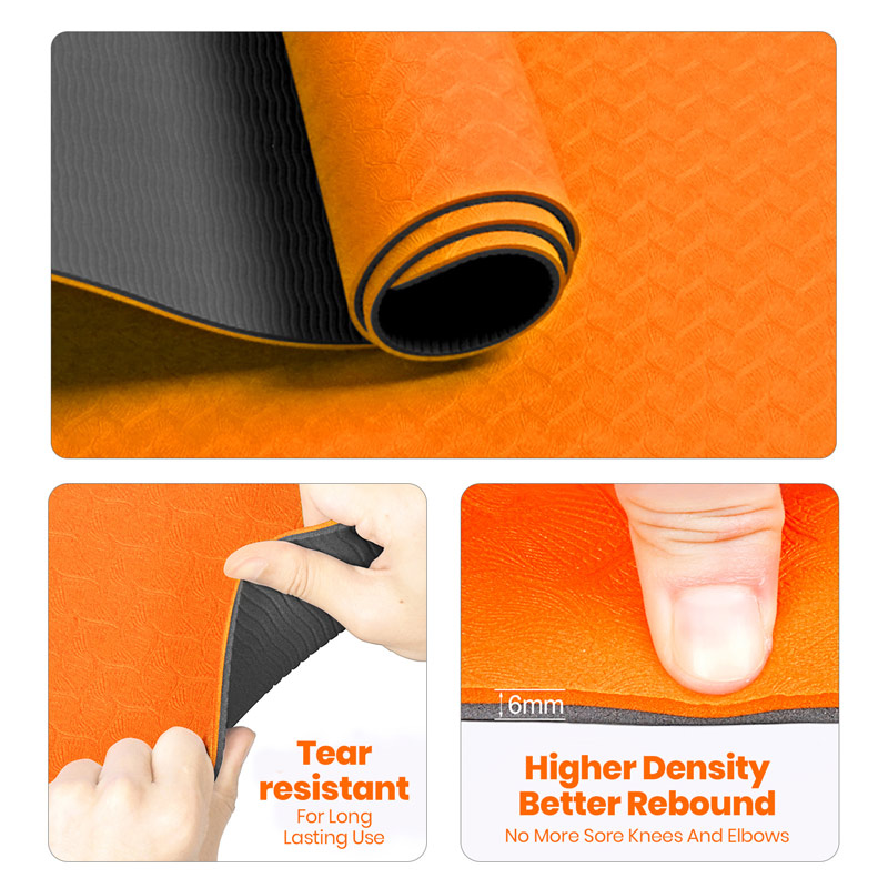 TPE Yoga Mat with Carrying Strap fitness mat for Floor Exercises