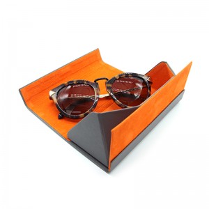 W53H Unisex hopfällbart glasögonfodral i läder för solglasögon och bågar