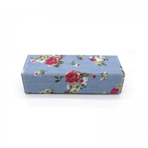W07 Custom flower fabric handmade folding rectangular fabric case glass