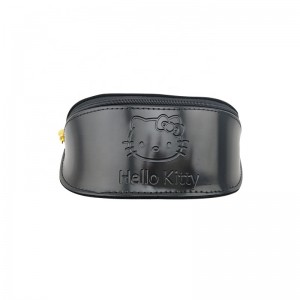 XHP-015 pritaikytas juodas užtrauktukas PVC odinis rankų darbo kietas akinių dėklas