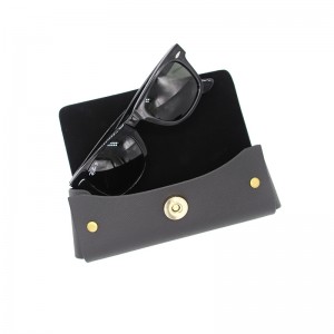Caja de gafas de sol de cuero con botón personalizado de fabricantes chinos de cajas de gafas XHP-019