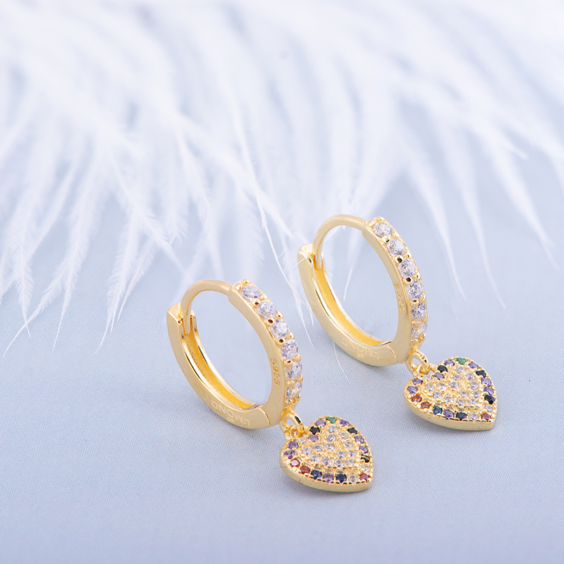 S925 Silver Zircon Heart Earrings, Valentine’s Day Gift