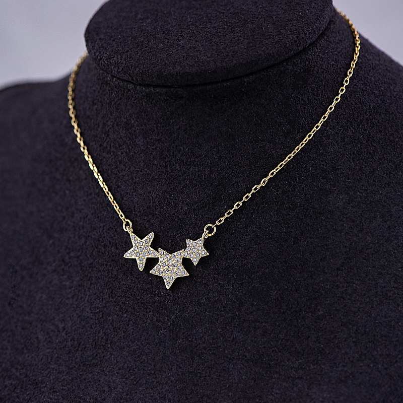 Women’s Elegant Micropavé Cz Star Charm Chain Necklace